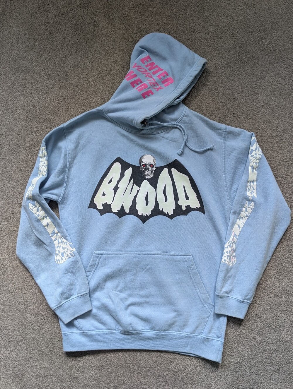 B Wood Bat Sky Baby Blue Hoodie Sold Out (Rare) Mens Small